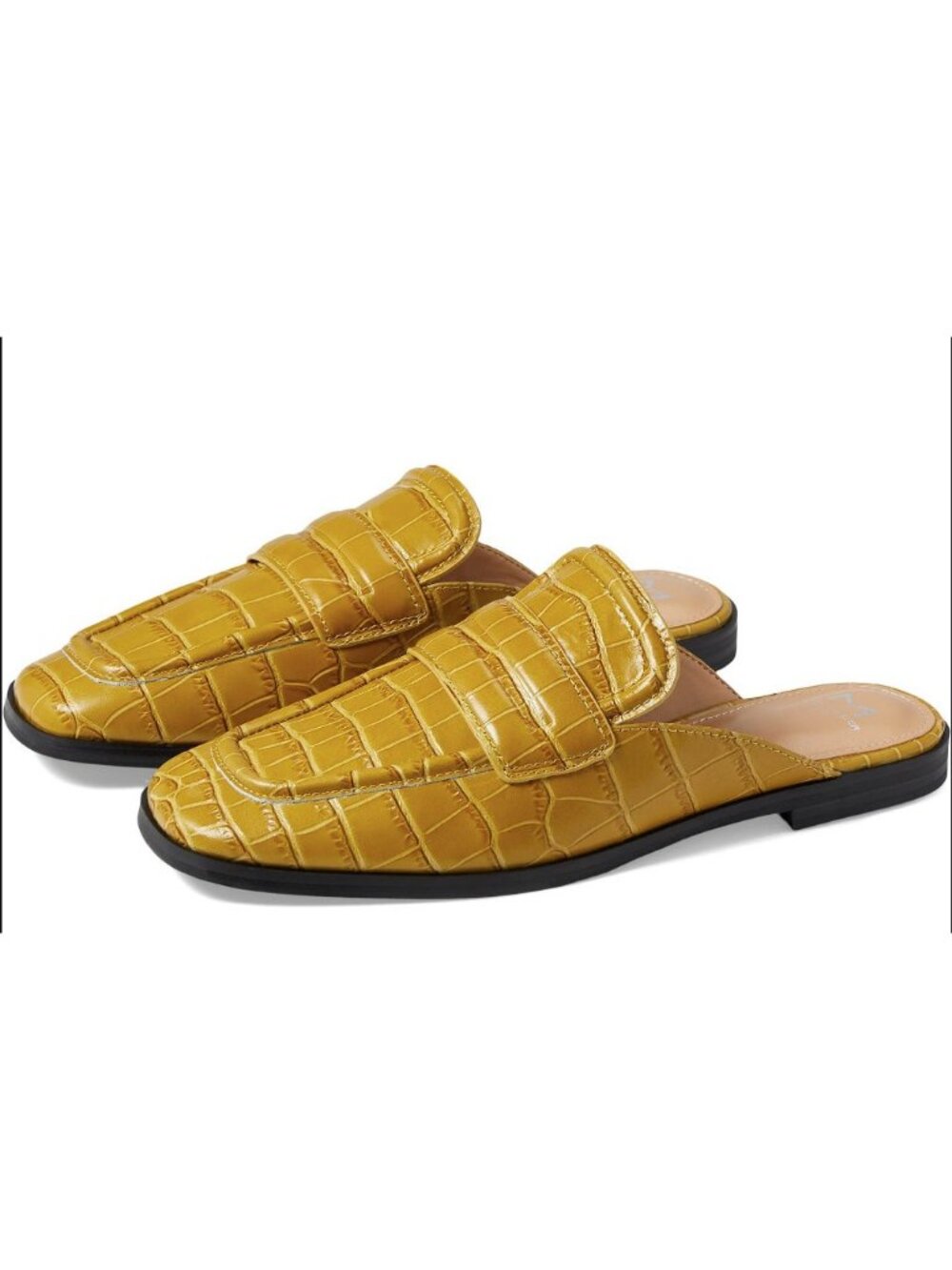 Marc Fisher Womens Flyta Croc Slip On Gold Flat Sz 7